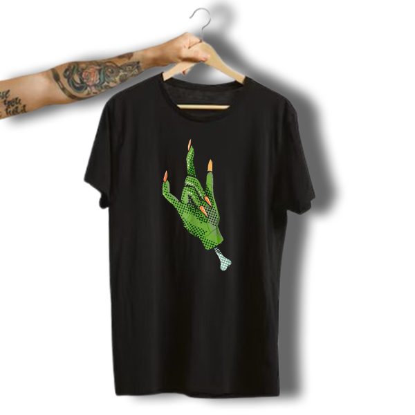 Celebrate 365 Halloween Witch Out Green Witch Hand With Long Orange Nails T Shirt 1 t shirt 1