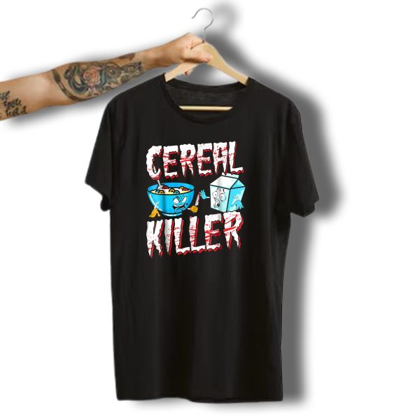 Cereal Killer Funny Halloween Costume Milk And Cereal Cartoon Characters T Shirt t shirt 1