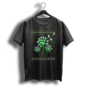 Chameleon Dandelion Flower With Christmas Trees Gingerbread Men And Floral Ugly T-Shirt