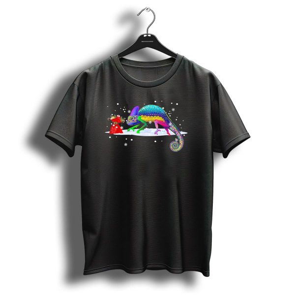 Chameleon Santa Hat Snow Christmas Fun T Shirt 1 t shirt 1