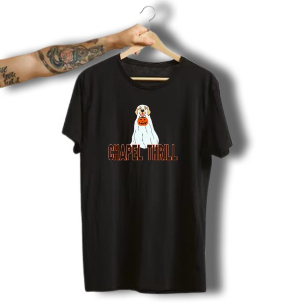 Chapel Thrill Halloween Ghost Dog With Pumpkin T Shirt t shirt 1 1