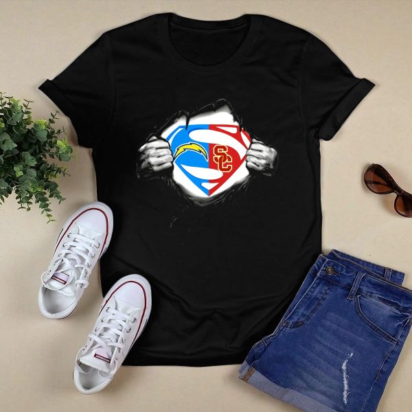 Chargers Usc Trojans Superman Symbol Burst Fusion T Shirt 1 1