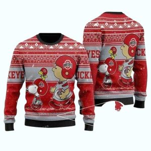 Charlie Brown And Snoopy Ohio State Buckeyes Christmas Ugly Sweater