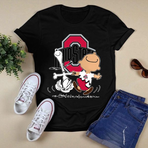 Charlie Brown and Snoopy Ohio State Buckeyes Shirt Black 1