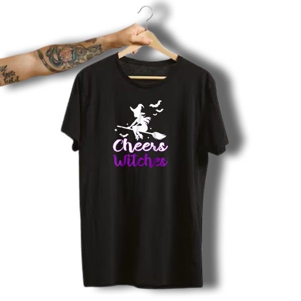 Cheers Witches Halloween Funny Flying Witch Bats T Shirt t shirt 1