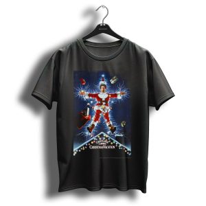 Chevy Chase Kids National Lampoons Christmas Vacation Santa With Presents And Lights Explosion T Shirt