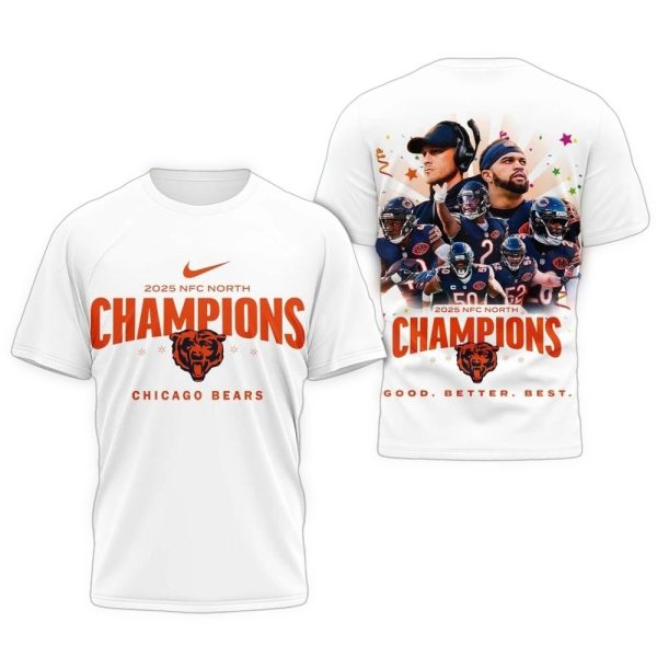 Chicago Bears 2025 NFC North Champions AOP T Shirt 1