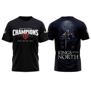 Chicago Bears 2025 Nfc North Champions Kings Of The North All-Over Print T-Shirt