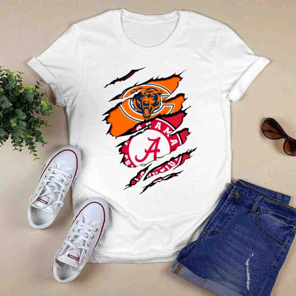 Chicago Bears Alabama Crimson Tide Football Fan Crossover T Shirt Style 1 0