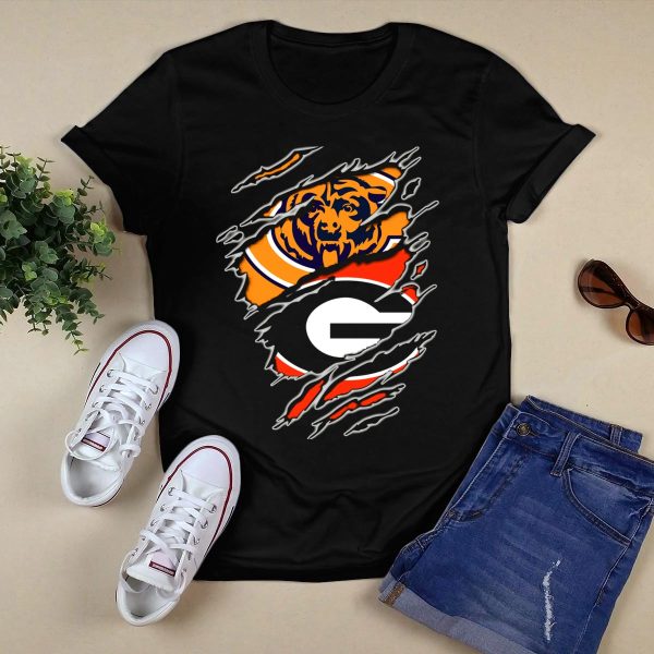Chicago Bears Georgia Bulldogs Logo Mashup T Shirt 1