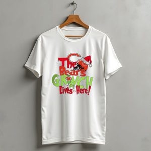 Chicago Bears Grinch Lives Here Christmas Football T-Shirt