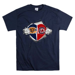 Chicago Bears South Carolina Gamecocks Heart Logo Combination T-Shirt
