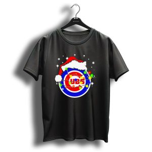 Chicago Cubs Santa Hat Christmas Lights T Shirt