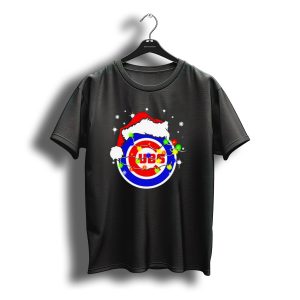 Chicago Cubs Santa Hat Christmas Lights T-Shirt