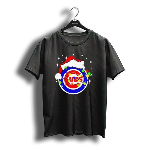 Chicago Cubs Santa Hat Christmas Lights T Shirt t shirt 1