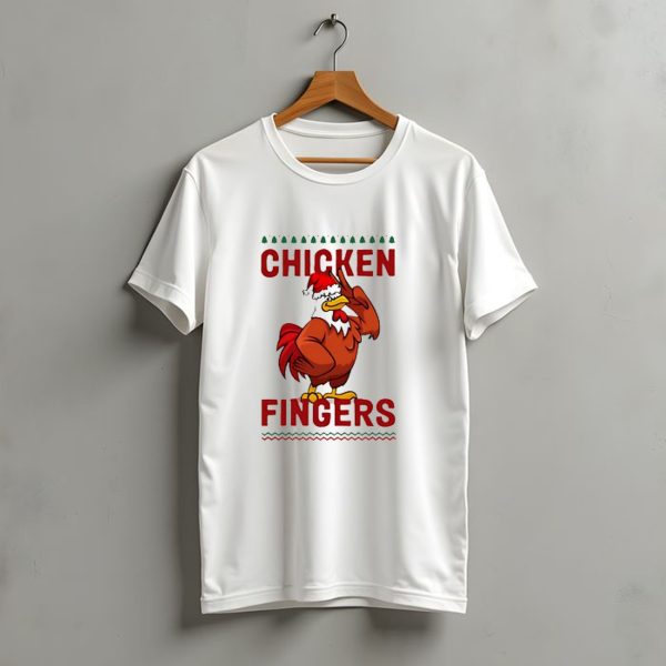 Chicken Fingers Santa Christmas Rooster Santa Hat T Shirt t shirt 1 1