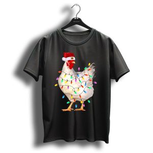 Chicken Light Christmas Santa Hat String Lights T Shirt