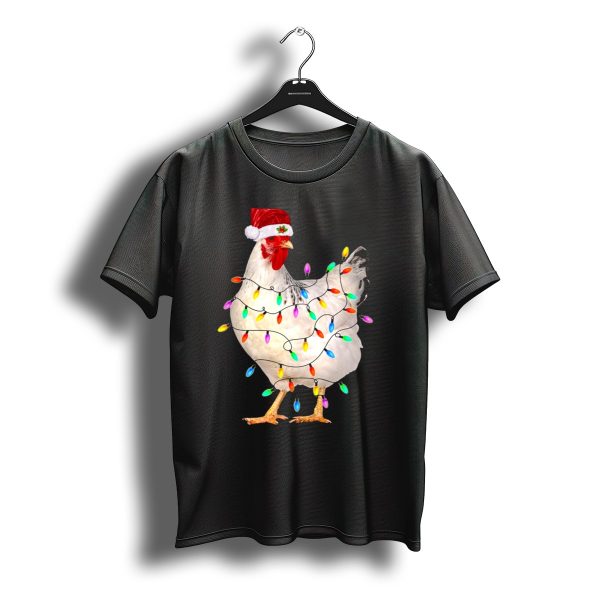 Chicken Light Christmas Santa Hat String Lights T Shirt t shirt 1