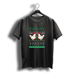 Chicken With Santa Hat Ugly Christmas T-Shirt