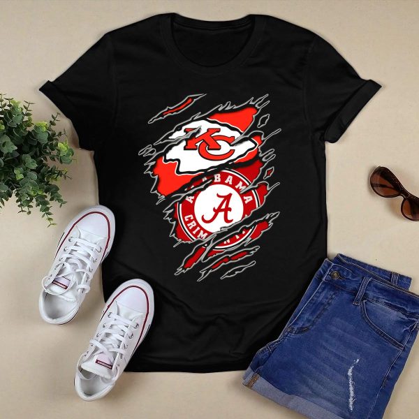 Chiefs Alabama Crimson Tide Logos T Shirt Style 1 Black 1