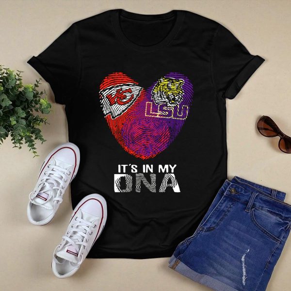 Chiefs LSU Its In My DNA Fingerprint Heart Tiger T Shirt Black 1