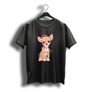 Chihuahua Christmas Lights Santa Hat T-Shirt