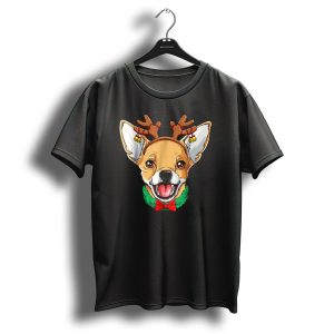 Chihuahua Christmas Reindeer Antlers Bowtie Dog Xmas Lc T-Shirt