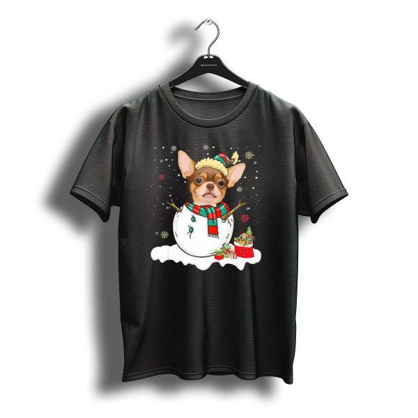 Chihuahua Christmas Snowman With Presents And Santa Hat Fiesta T Shirt t shirt 1