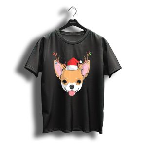 Chihuahua Dog Santa Claus Reindeer Antlers Christmas T-Shirt
