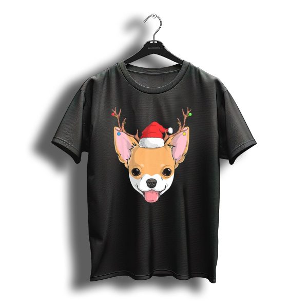 Chihuahua Dog Santa Claus Reindeer Antlers Christmas T Shirt t shirt 1