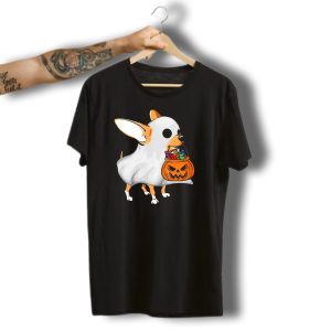 Chihuahua Ghost Halloween Candy Pumpkin Basket T-Shirt
