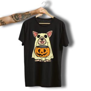 Chihuahua Halloween Ghost Costume With Pumpkin T-Shirt