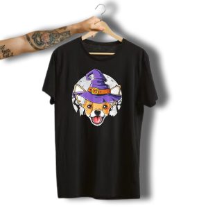 Chihuahua Halloween Purple Witch Hat T-Shirt