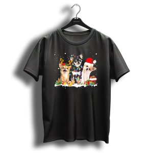 Chihuahua Reindeer Santa Christmas Lights And Presents T Shirt