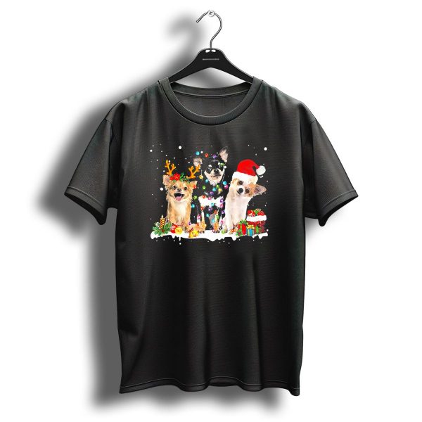 Chihuahua Reindeer Santa Christmas Lights And Presents T Shirt 1 t shirt 1