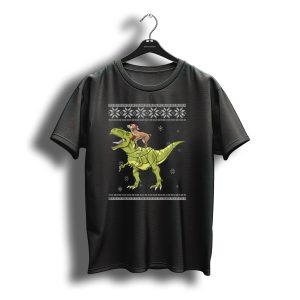 Chihuahua Santa Riding Rex Dinosaur Ugly Christmas T-Shirt