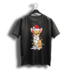 Chihuahua Santa With Christmas Lights Wrapped T-Shirt