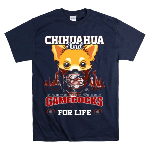 Chihuahua and South Carolina Gamecocks for Life T Shirt 1 Navy