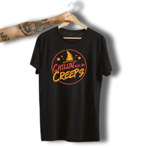 Chillin With My Creeps Funny Halloween Stars And Witch Hat T-Shirt