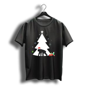 Chimpanzee In Santa Hat With Christmas Tree And Gifts T-Shirt
