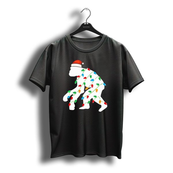 Chimpanzee Santa Hat Christmas Lights T Shirt t shirt 1
