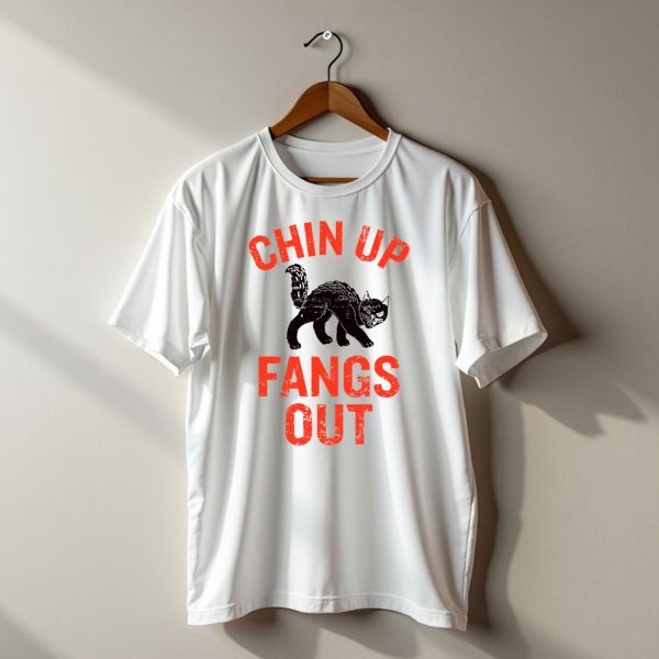 Chin Up Fangs Out Black Cat Arched Back Halloween Fun T Shirt t shirt 1