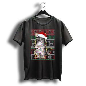 Chinchilla Christmas Lights Santa Hat Ugly T Shirt