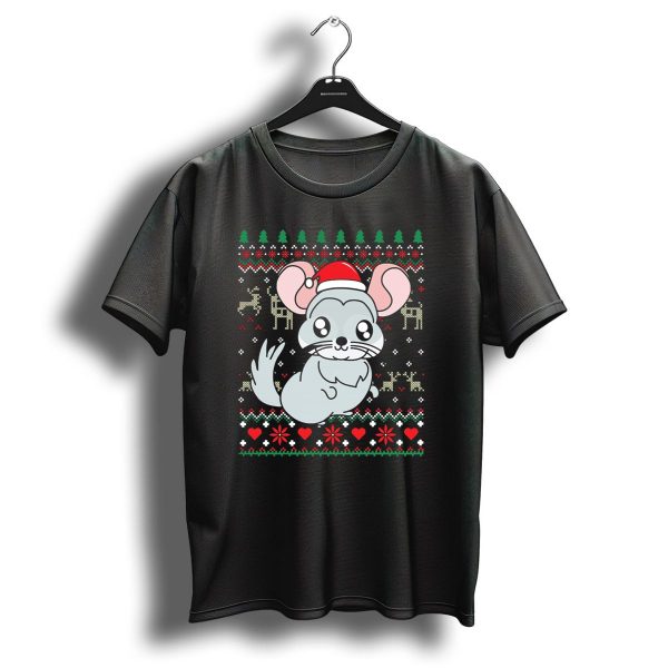 Chinchilla Christmas Ornament With Reindeer And Trees T Shirt 1 t shirt 1