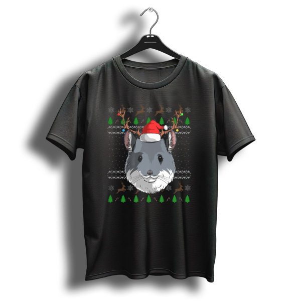 Chinchilla With Santa Hat And Reindeer Antlers Christmas T Shirt 1 t shirt 1