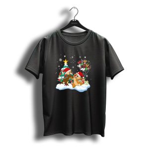 Chip And Dale Christmas Tree Santa Hats Snowflakes Balloons T-Shirt