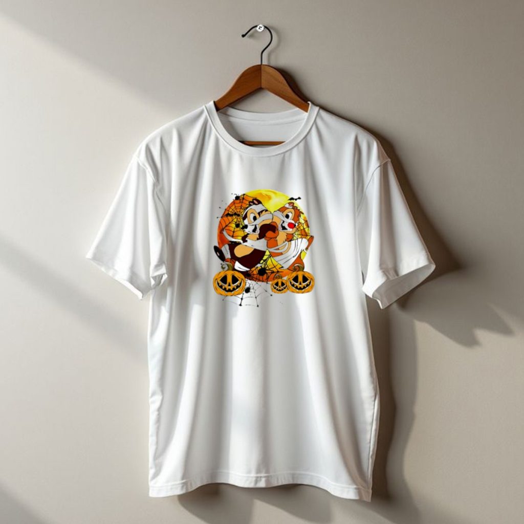 Chip And Dale Mummy Halloween Double Trouble With Pumpkins And Spiderwebs T Shirt t shirt 1