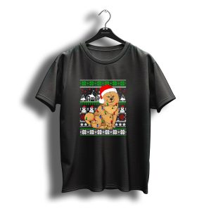 Chow Chow Santa Hat Christmas Lights Festive T-Shirt