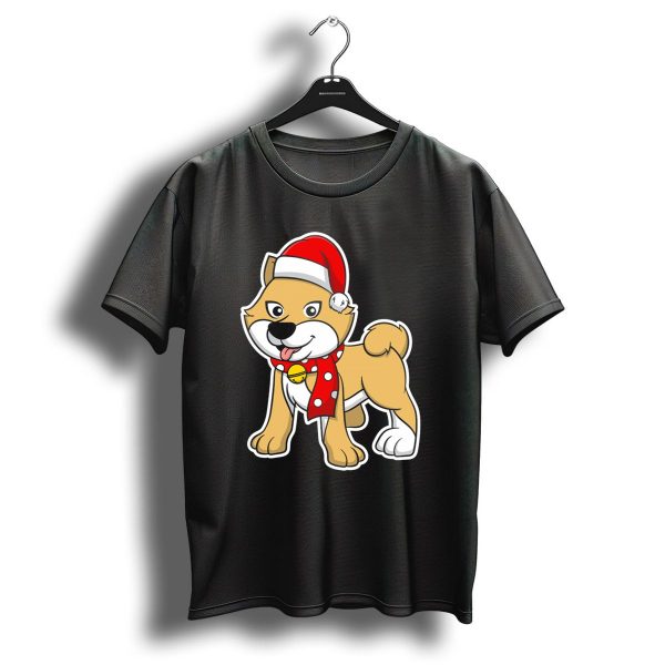 Christmas Akita Puppy In Santa Hat And Scarf T Shirt 1 t shirt 1