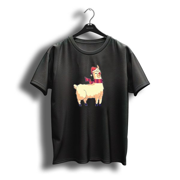 Christmas Alpaca Santa Hat Red Scarf Festive T Shirt t shirt 1